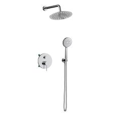 Orabella Preciosa Shower set εντοιχισμού με Μπαταρία λουτρού, εντοιχισμού 2 σημείων, κεφαλή Φ250  με βραχίονα και τηλέφωνο ντουζ με σπιράλ και επιτοίχειο στήριγμα σε διάφορα χρώματα