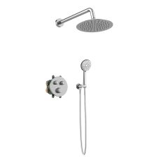 Orabella Terra|Preciosa  Set εντοιχισμού, με θερμοστατική μπαταρία λουτρού 2 σημείων με στρόγγυλλη κεφαλή, βραχίονα, παροχή
