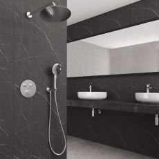 Orabella Terra|Preciosa  Set εντοιχισμού, με θερμοστατική μπαταρία λουτρού 2 σημείων με στρόγγυλλη κεφαλή, βραχίονα, παροχή