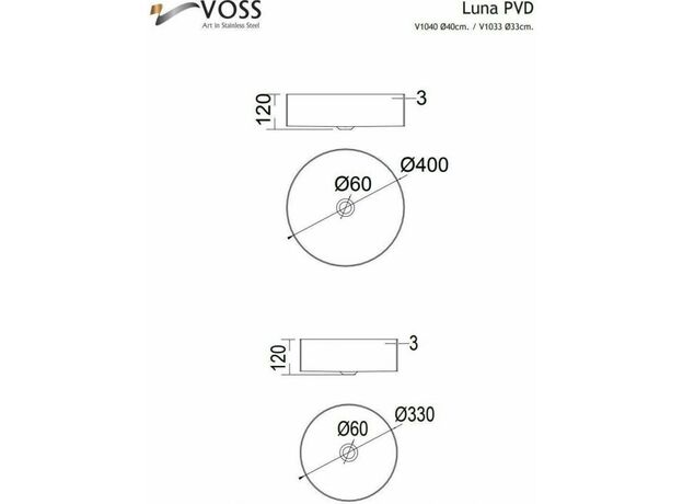 MILO TABLE BASIN Φ40 VOSS INOX PVD ROSE-GOLD